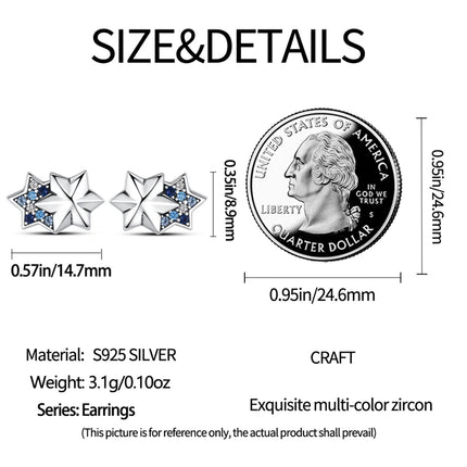 Real 925 Sterling Silver Star Earrings For Women Sparkling Zircon Ear Studs Luxury Fine Engagement Wedding Jewelry Gift For Girl