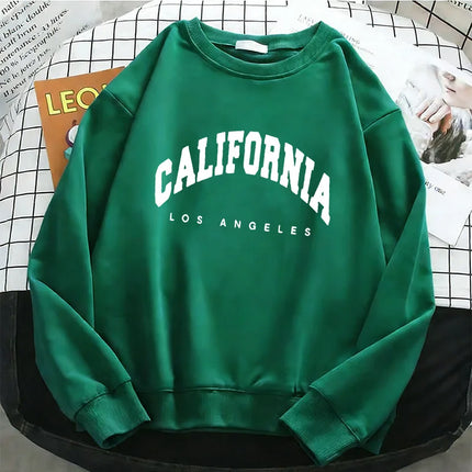 Trendy California Los Angeles  Womens Hoodies Fashion Fleece Sweatshirt Soft 90s O-Neck Pullover Casual Female Clothes
