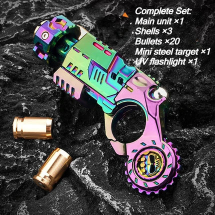 Stress Relief Sensory Toy Shell-Ejecting Metal Alloy Pistol Tactical Style EDC Office Desk Shooting Gadget for Boys Collectors