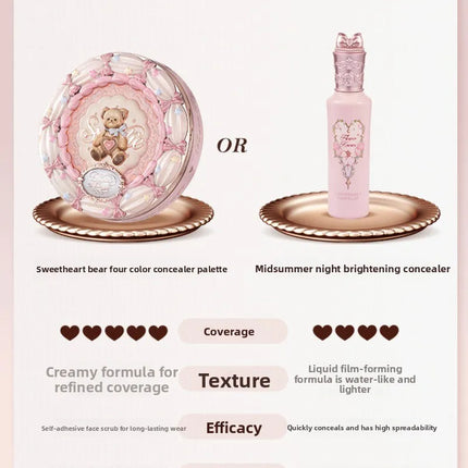 FLOWER KNOWS THE SWEETIE BEAR 4-Color Concealer Brighten Palette Covering Dark Circles Full Coverage Contouring Foundation