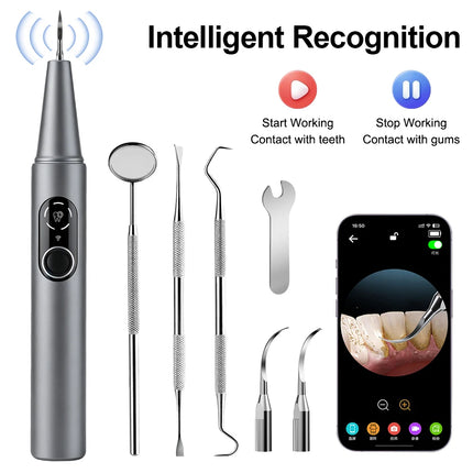 Visible Ultrasonic Dental Scaler Tartar Remover 5 Modes Household Teeth Cleaning Tools with LED Light Dental Cleaner Oral Care