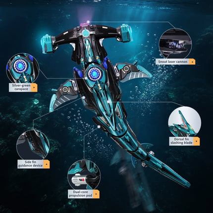 ROKR MI07 Hammerhead Shark 3D Puzzle Mechanical Model – Moving Shark with LED Lights,  Desk Decor, Gift for Men & Teens