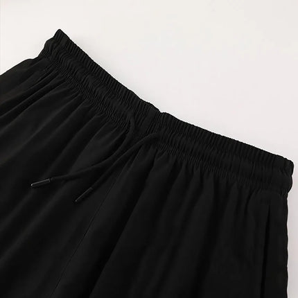 Men Thin Quick Dry Sports Running Shorts Drawstring Waist Side Split Print Gym Workout Fitness Training Walking Short Pants