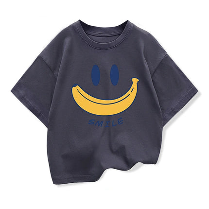 Original Design Summer Kids Cotton Short Sleeve T-shirt Smile Banana Funny Graphic Kids Clothes Tee Boys Girls Looes Tee Tops