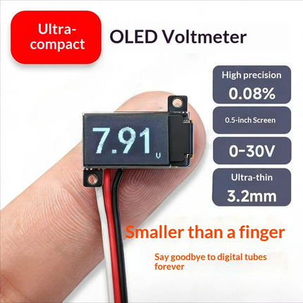 The Smallest Ever 0.5 Inch OLED Digital Voltmeter 0-30V Ultra Thin High Precision 2/3 Wire New Arrival