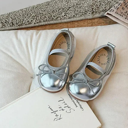 2024 Spring&Autumn Children's Little Leather Shoes for Girls Korean Girls' Soft Sole Bow Anti Slip Fashion Princess Single Shoes