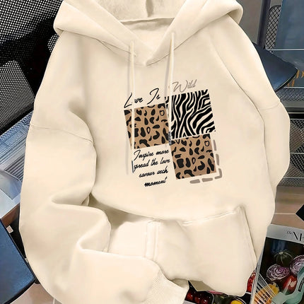 Women's autumn and winter loose casual comfortable letter printed thick long sleeved round neck hoodie pullover