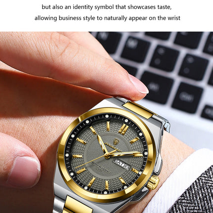 POEDAGAR Top Fashion Men Watches Stainless Steel Waterproof Luminous Classic Male Watch Date Week Men's Quartz Wristwatch Reloj