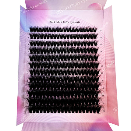DIY5D Fluffy Lash Clusters 100D Thick Eyelash Clusters CC Curl Wispy Individual Lashes 10-20mm Cluster Eyelash Extensions 240pcs