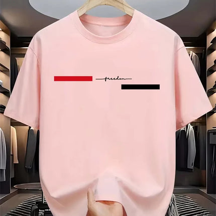 Simple Fashion Striped Graphic T-Shirts for Men, Summer Casual Letter-Printed T-Shirts, Loose Streetwear Harajuku Tees Tops
