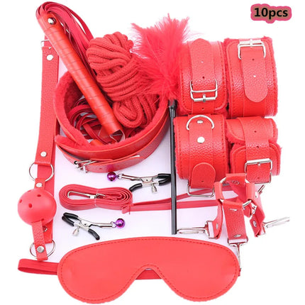 Adult Game Sex Products BDSM Bondage Set Metal Anal Plug Fox Tail Handcuffs Whip Gag Sex Shop Erotic Sex Toys For Couples Women