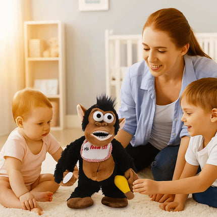 Crying Gorilla Electric Moving Monkey Eating Banana Collection Magnetic Monkey Appease Soft Guarding Food Car Home Gift