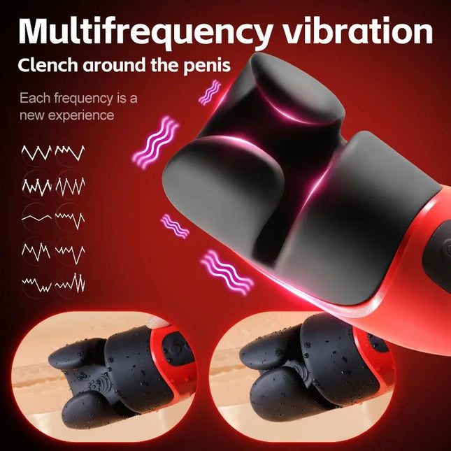 Male Penis Trainer Masturbator Powerful Vibration Ejaculation Delay Cock Glans Blowjob Stimulator Massager Adult Male Sex Toys