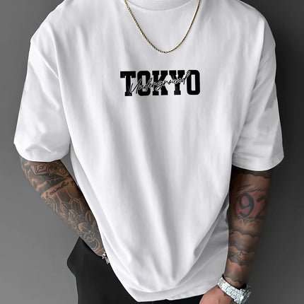 Men's short-sleeved t-shirt, printed with racing cars, English graphics, loose fit, fashionable, casual, round neck top, spring/summer