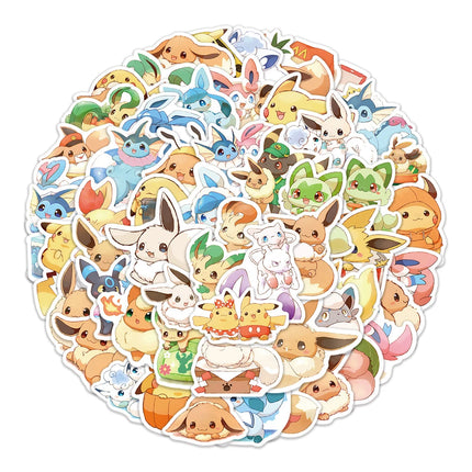 10/60PCS Cute Eevee Graffiti Stickers Pokémon Exquisite Fashion DIY Toys for Bottle Scrapbook Travel Bag Aesthetic Decals