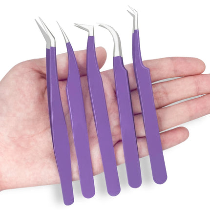 1PC Eyelashes Tweezers Stainless Steel Curved Straight Superhard Tweezers High Precision Anti-static Tweezers for Eyelashes