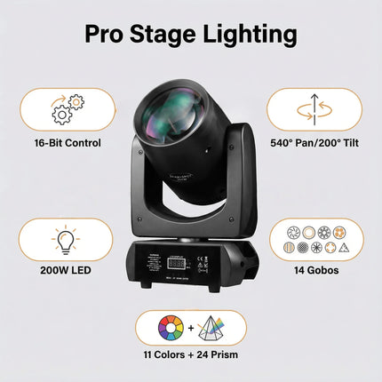 LED 200w Beam+Spot moving Light DMX512 Moving Head Professional DJ /Bar /Party /Show /Stage Light Stage Machine
