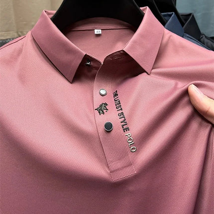 Brand high-end ice silk short sleeved men's POLO shirt 2024summer fashionable embroidery design top breathable and cool T-shirt