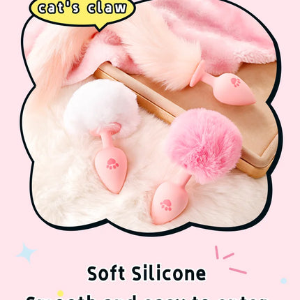 Runyu Cat Paw Anal Plug Sexy Adult Fetish Butt Plug Sexy Gadgets Penetration Anal Toy with Hairball Fox Tail But Pluk Sex Toys