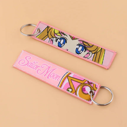Sailor Moon Keychain Usagi Anime Embroidery Key Tag Motorcycles Cars Backpack Chaveiro Keychain Fashion Key Ring Friends Gift