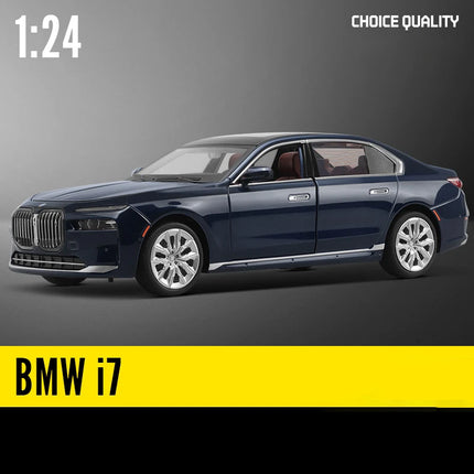 1:24 BMW 7 Series i7 G70 Alloy Luxy Car Model Diecast Metal Pure Electric Vehicles Limousine Car Model Sound Light kids Toy Gift