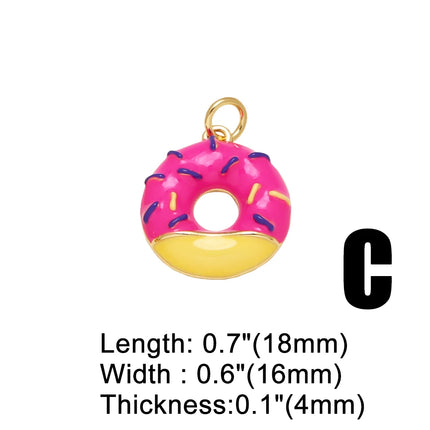 OCESRIO White Crystal Ice Cream Pendant for Necklace Copper Enamel Doughnut Sandwich Dollar Jewelry Making Supplies pdta354