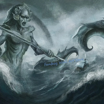 Mermaids and Mermen Myth Mysterious Deep Sea Fantasy Artwork Poster Vintage Mermaid Horro Poster Canvas Painting Wall Pictures