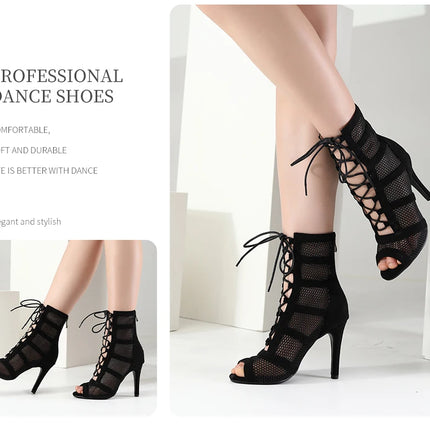 DKZSYIM Dance Boots Latin Women Ballroom Dance Shoes Ladies Girls Soft Soles Tango/Salsa Dance Shoes Sexy Thin Heel 7cm-11cm