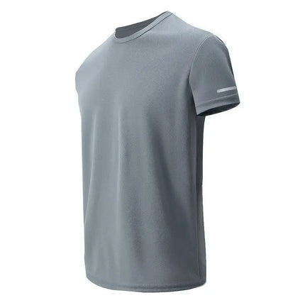 Men's Short Sleeve Sport T-shirt Quick Dry Running Blue Football Training Fitness Casual Wear Polyester Fiber round Neck T-shirt