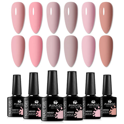 6pc All-Season Colors Gel Nail Polish Set UV LED Soak Off Nail Art Supplies Semi Permanent DIY Manicure Salon Nails Design