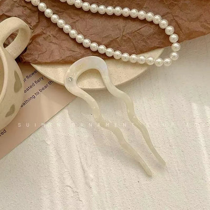 1pc Elegant Minimalist U-shaped Acetate Hairpin for Buns, 2025 New Style Hair Accessory