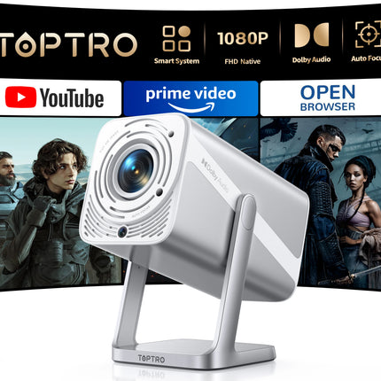TOPTRO TP1 4K Projector 800ANSI Official Netflix Linux Native 1080P Auto Focus/Keystone WiFi6 BT5.2 Dolby Audio Home Theater