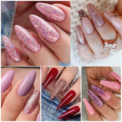 6pcs Pink Red Glitter Gel Nail Polish Set Silver Auroras Glitter Semi Permanent Soak Off UV Gel Varnish Nail Supplies DIY Decor