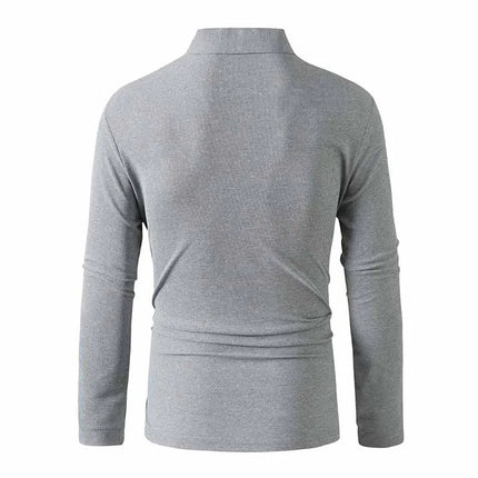 New Men's Business Casual Long Sleeved Shirt Solid Color Polo Shirt Fashionable Breathable Comfortable Versatile Top