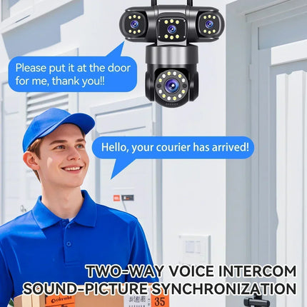 16X ZOOM WiFi Camera 20MP Four Lens Outdoor 6K 12MP IP66 Waterproof Night Vision Two-Way Intercom CCTV Video Surveillance