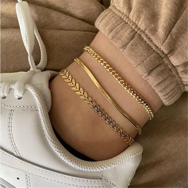YOBEST Gold Color Chain Anklet For Women Summer Beach Foot Jewelry On The Leg Minimalist Anklets Female