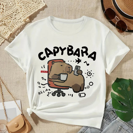 2025 Capybara T-Shirt Kids Children T-Shirt Capybara Cartoons Clothes Kid Girl Boy Capybaras T-Shirt Baby Casual Top Clothes