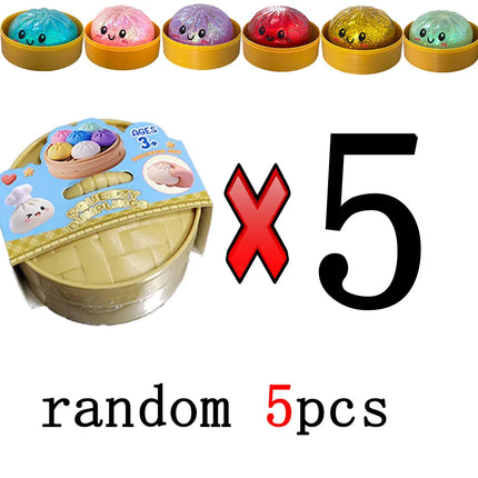 Glitter Dumpling Squishies with Box - Sensory Dumpling Pressure Toy for Stress Relief Fun Squishy Toys for Adults And Kids