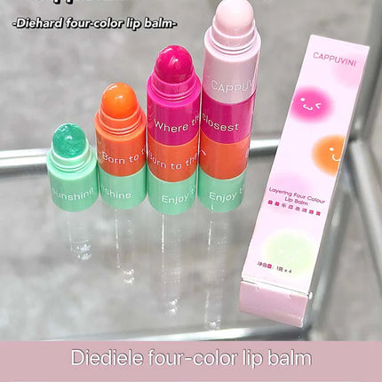 Cappuvini stacking four-color lip balm moisturizing lip balm lip care temperature change lip balm