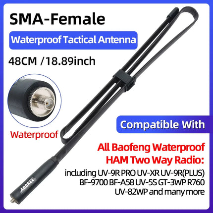 ABBREE CS Tactical Antenna SMA-Female Dual Band VHF UHF 144/430Mhz Foldable For Walkie Talkie Baofeng UV-21 UV-5R QuanSheng K5