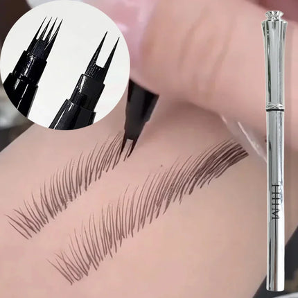 Waterproof Wild Eyebrow Pen 2/4 Separated Head Natural Brow Makeup Quick-Drying Creation of Ultra-Fine Lasting Liquid Eyebrow