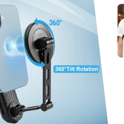 Magnetic Neck Phone Mount, Adjustable Chest Strap Neck Phone Holder for Recording, Hands Free POV/Vlog Phone Video Filming