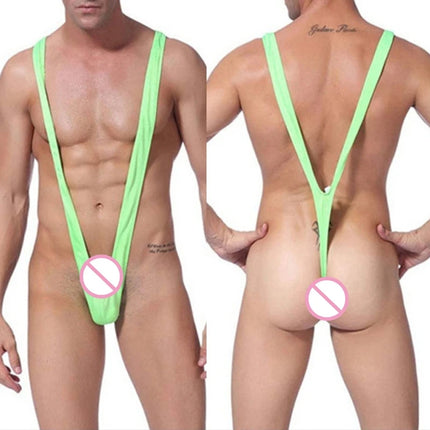 CLEVER-MENMODE Men's Sexy Bodysuit V-shaped Suspender Jumpsuit Erotic Lingerie G String Panties Thong Sissy Fetish Nightwear