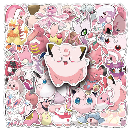 10/30/50PCS Pink Pokémon Anime Cartoon Sticker DIY Phone Laptop Luggage Skateboard Graffiti Decals Fun for Kid