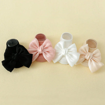 0-12 Months Cute Baby Girls Bow Socks, Newborn Baby Ankle Boat Socks Soft Fashion Non-Slip Infant Toddler Cute Gift Set 4 Pairs