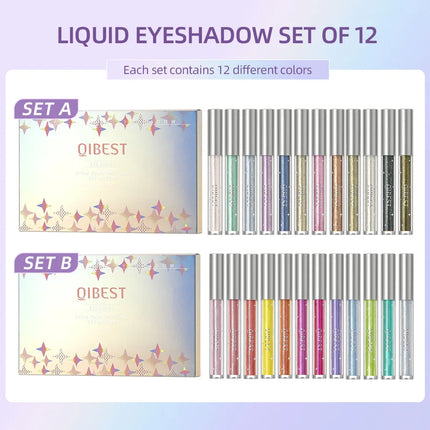 12 Colors Glitter Diamond Liquid Eyeshadow Set Sparkly Long Lasting Waterproof Shiny High Pigmented Brighten Makeup Cosmetics
