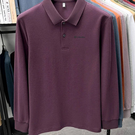 High-end brand Polo shirt, long-sleeved, fashionable printed men's top, spring, 100% cotton, skin-friendly, comfortable, casual T-shirt
