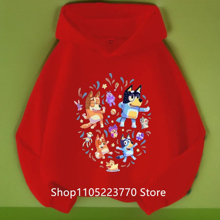 Bluey Kids Hoodie Autumn Winter Cartoon Printed Sweatshirt Cozy Pullover Casual Top for Boys Girls