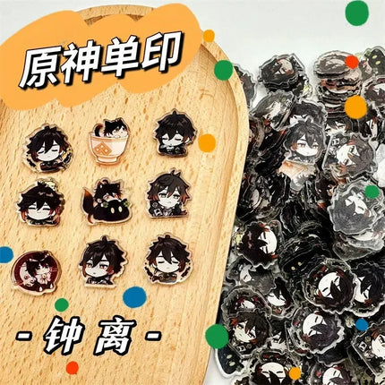 Game Impact Focalors Forina 20Pcs 2cm Patch Keychain Hair Tie Refrigerator Sticker Phone Case DIY Accessories Acrylic Sheets