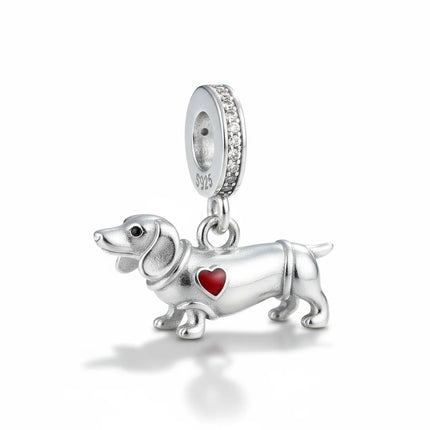 Hot Sale Dachshund Charms 925 Sterling Silver Golden Retriever Puppy Dangle Pendant Fit Bangle Bracelet Necklace DIY Jewelry